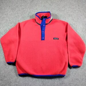 Vintage Patagonia Kids M 10 Synchilla Snap-T Fleece Pullover Red Blue 65568